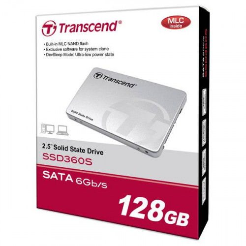 Твердотельный диск 128GB Transcend, 360S, SATA III [R/W - 200/540 MB/s]